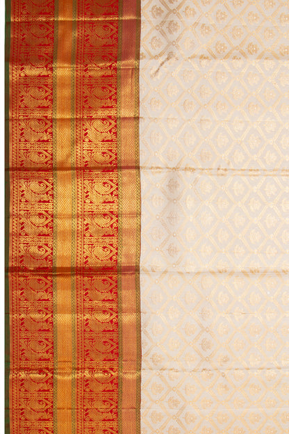 Kanchipuram Silk Brocade Cream Saree