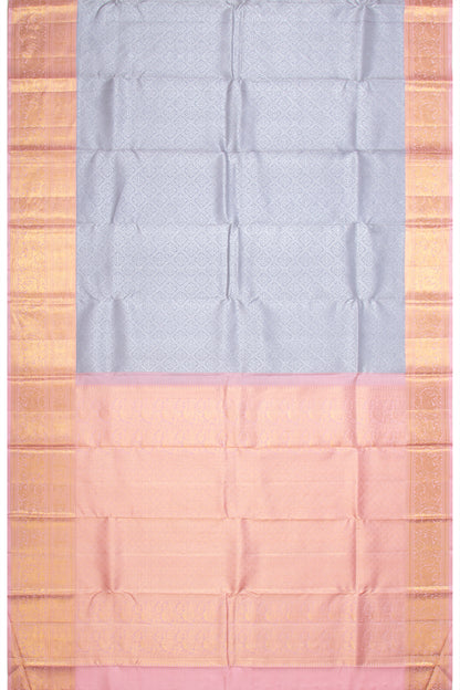 Kanchipuram Silk Brocade Grey Saree