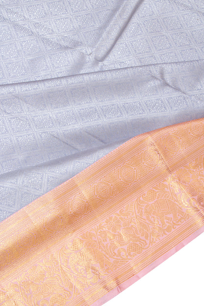 Kanchipuram Silk Brocade Grey Saree