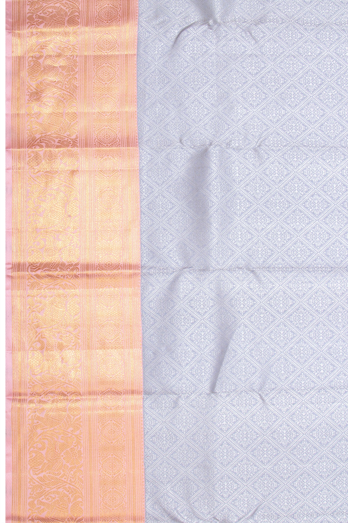 Kanchipuram Silk Brocade Grey Saree