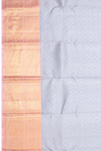 Kanchipuram Silk Brocade Grey Saree