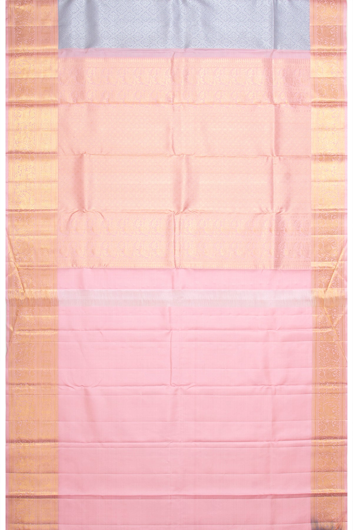 Kanchipuram Silk Brocade Grey Saree