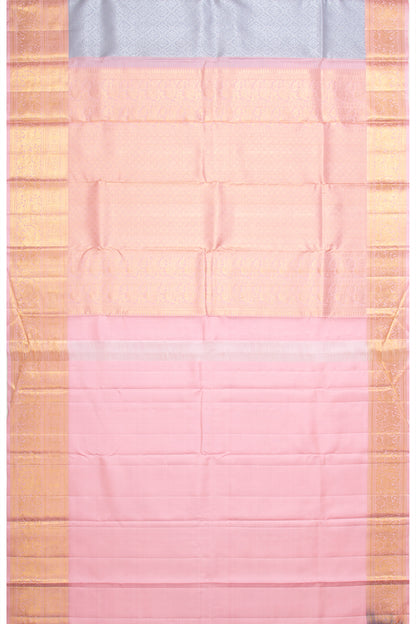 Kanchipuram Silk Brocade Grey Saree