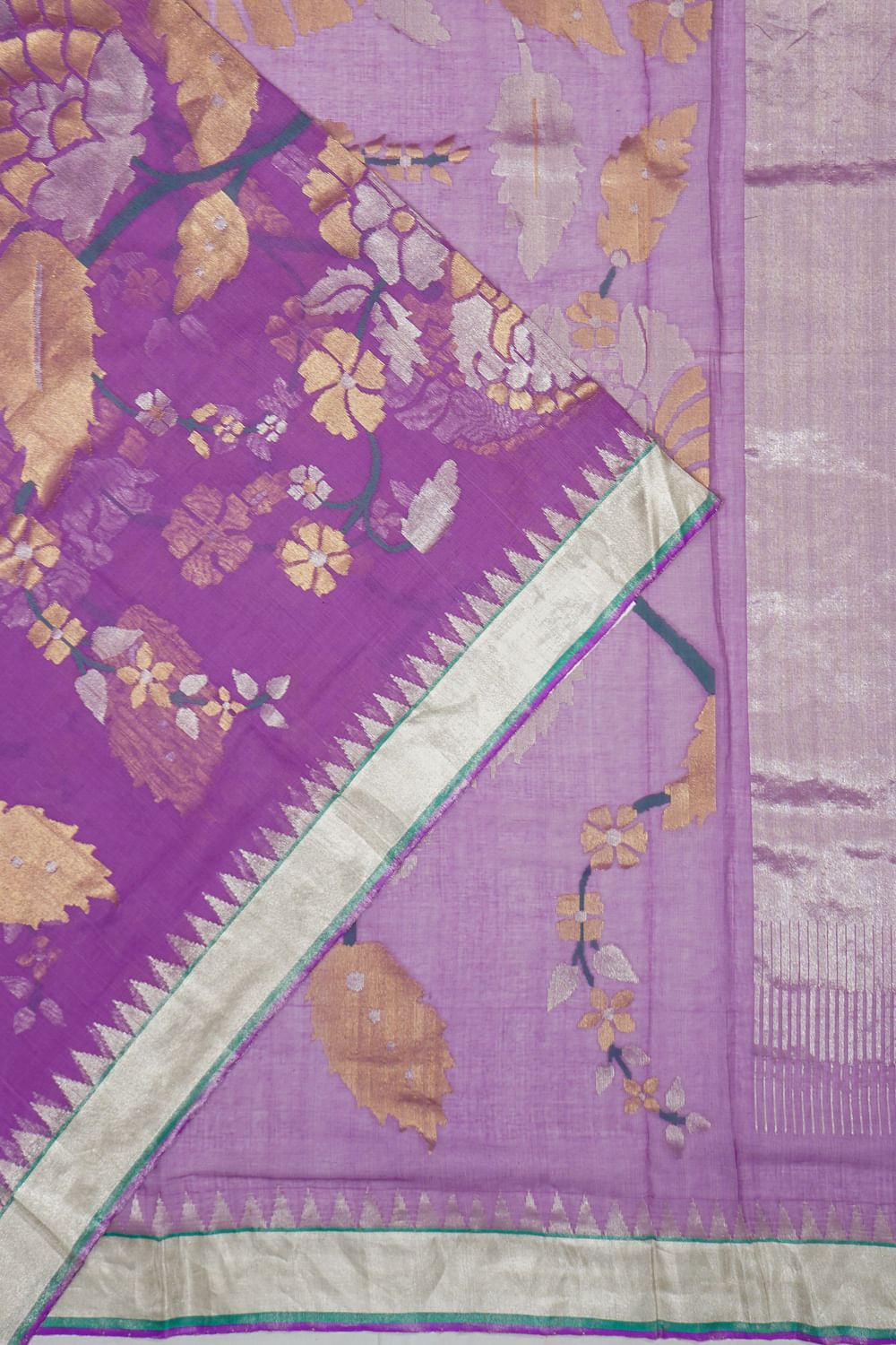 Ponduru Handspun Cotton All Over Jamdani Lavender Saree