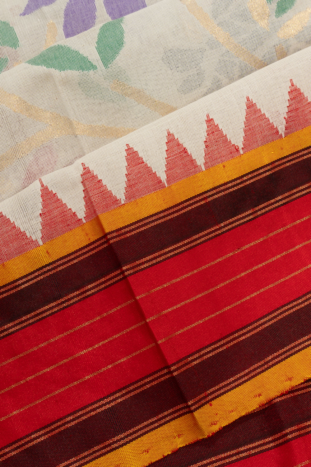 Ponduru Handspun Cotton All Over Jamdani Off White Saree
