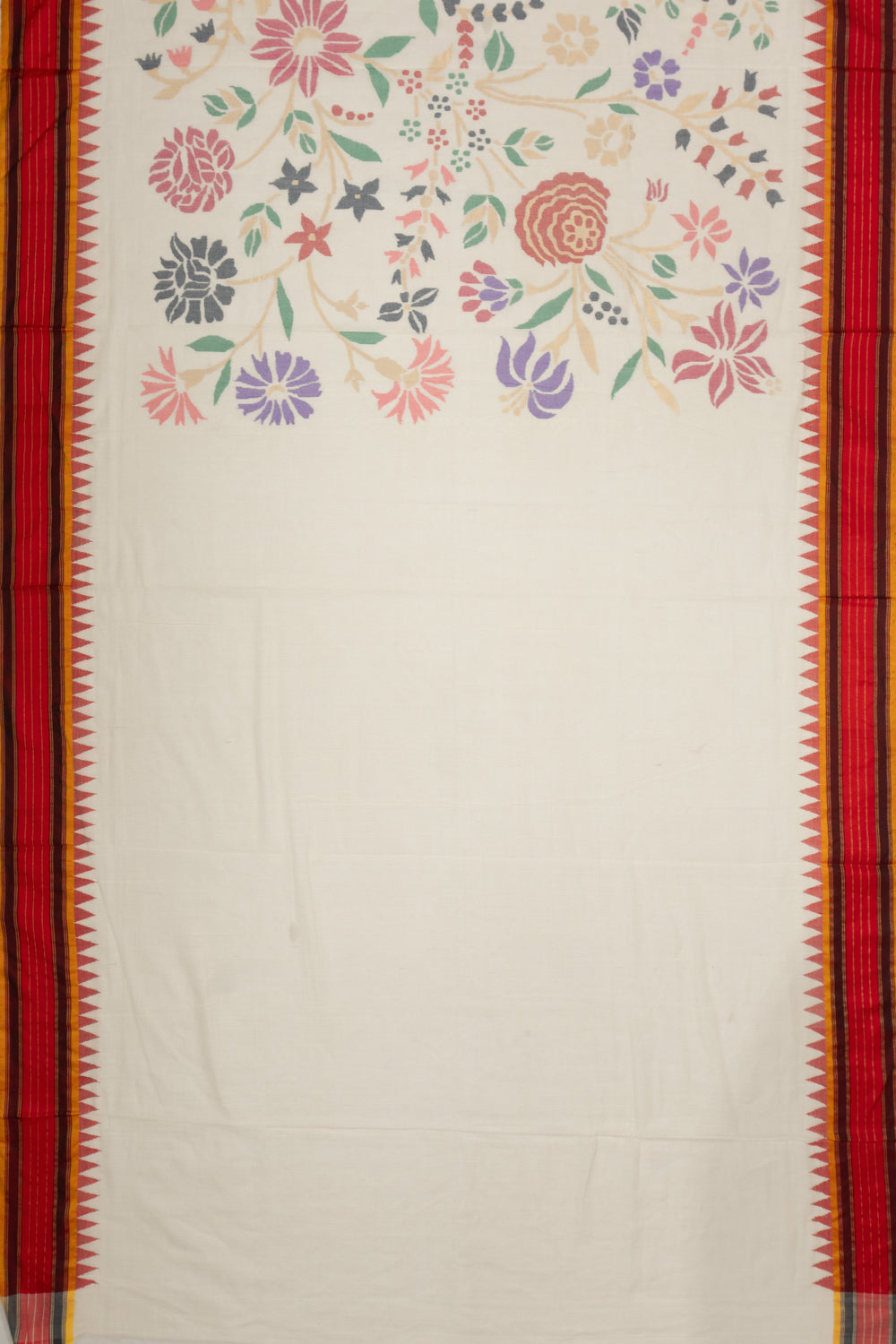 Ponduru Handspun Cotton All Over Jamdani Off White Saree