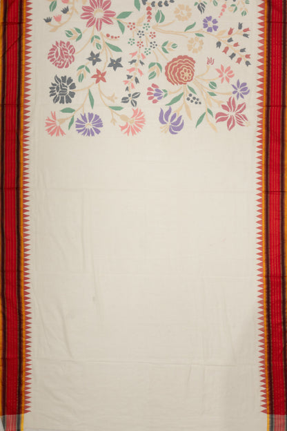 Ponduru Handspun Cotton All Over Jamdani Off White Saree