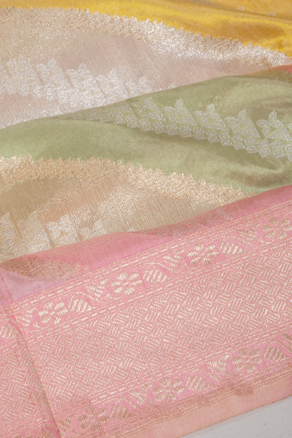 Pastel Banarasi Silk Tissue Leheriya Jaal Rangkat Saree