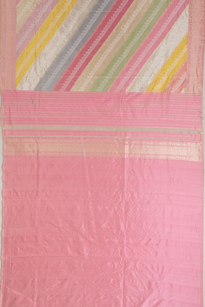 Pastel Banarasi Silk Tissue Leheriya Jaal Rangkat Saree