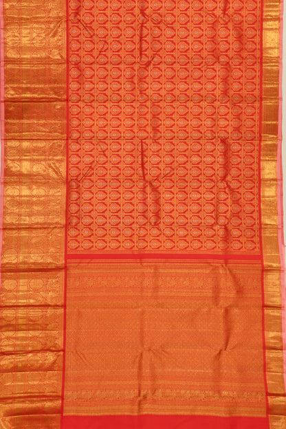 Kanchipuram Silk Checks And Butta Red Saree