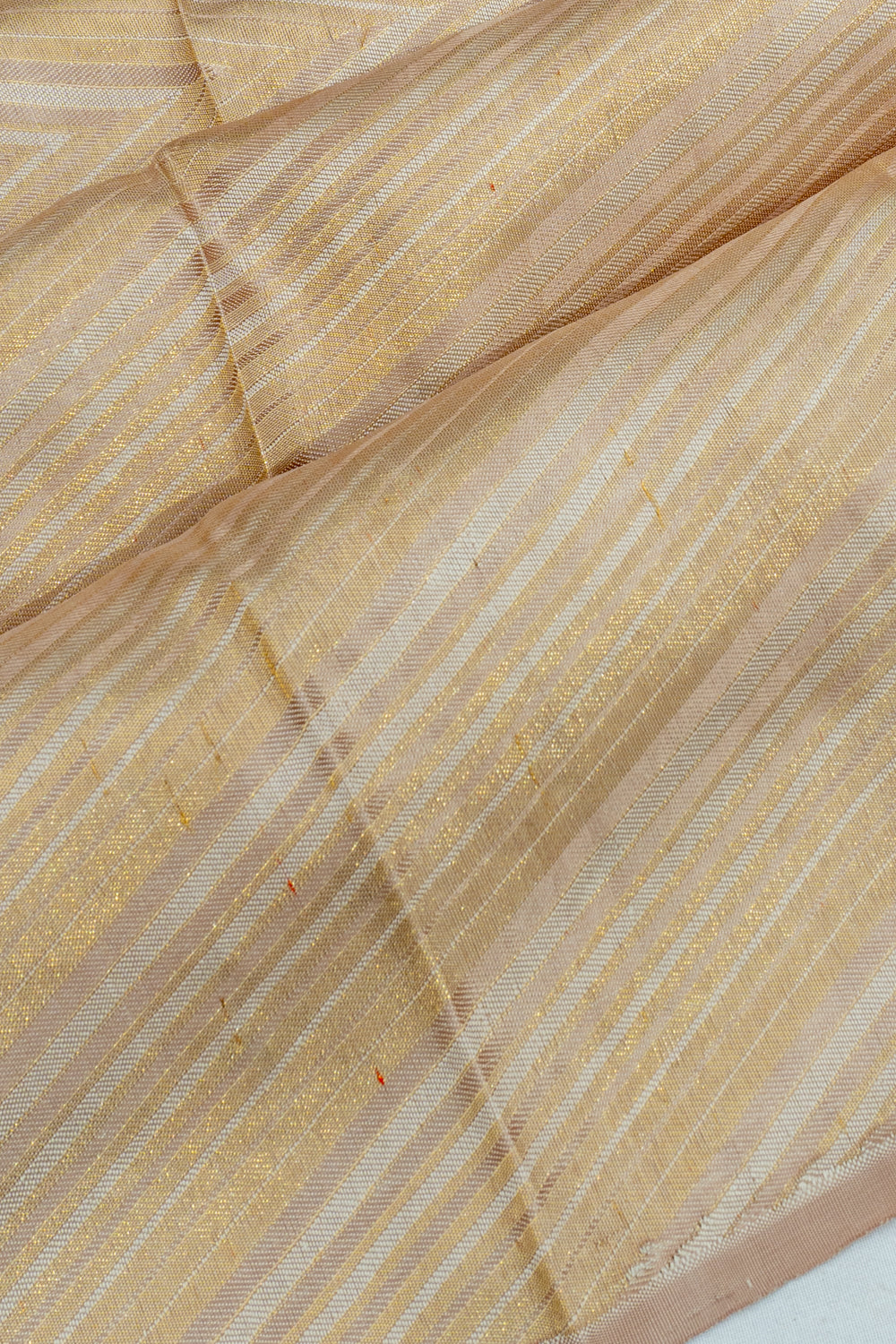 Kanchipuram Silk Diagonal Lines Cream Saree