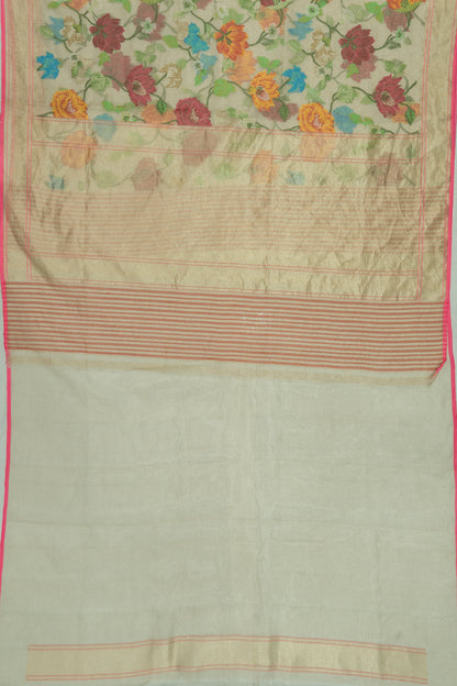 Banarasi Kora Organza Tissue Jamdani Jaal Cream Saree