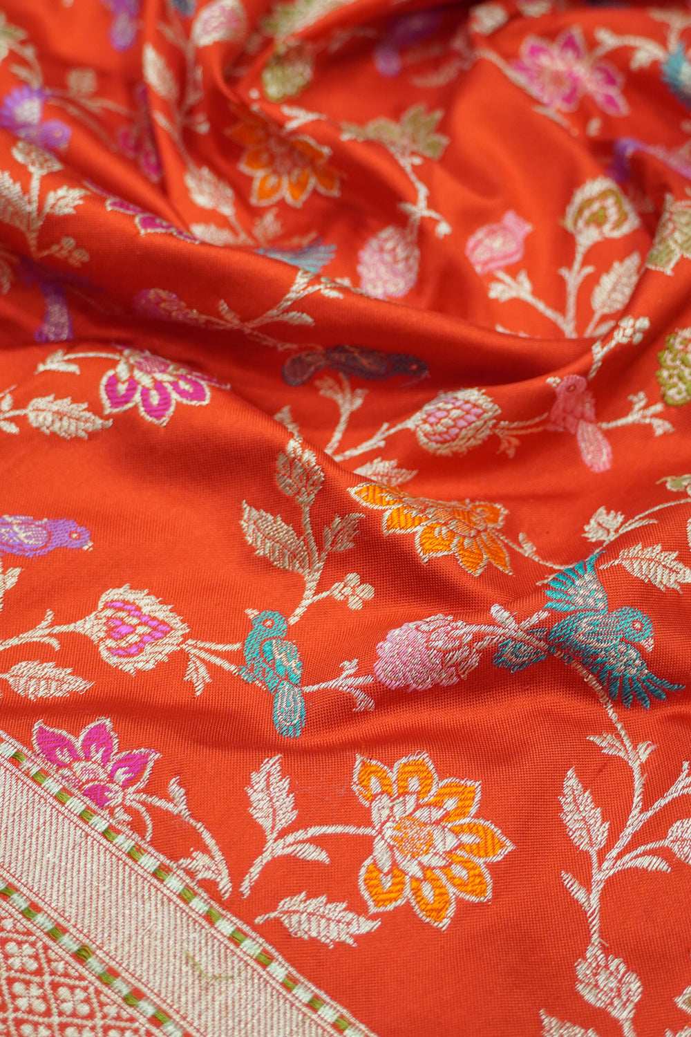 Banarasi Silk Jaal Orange Saree