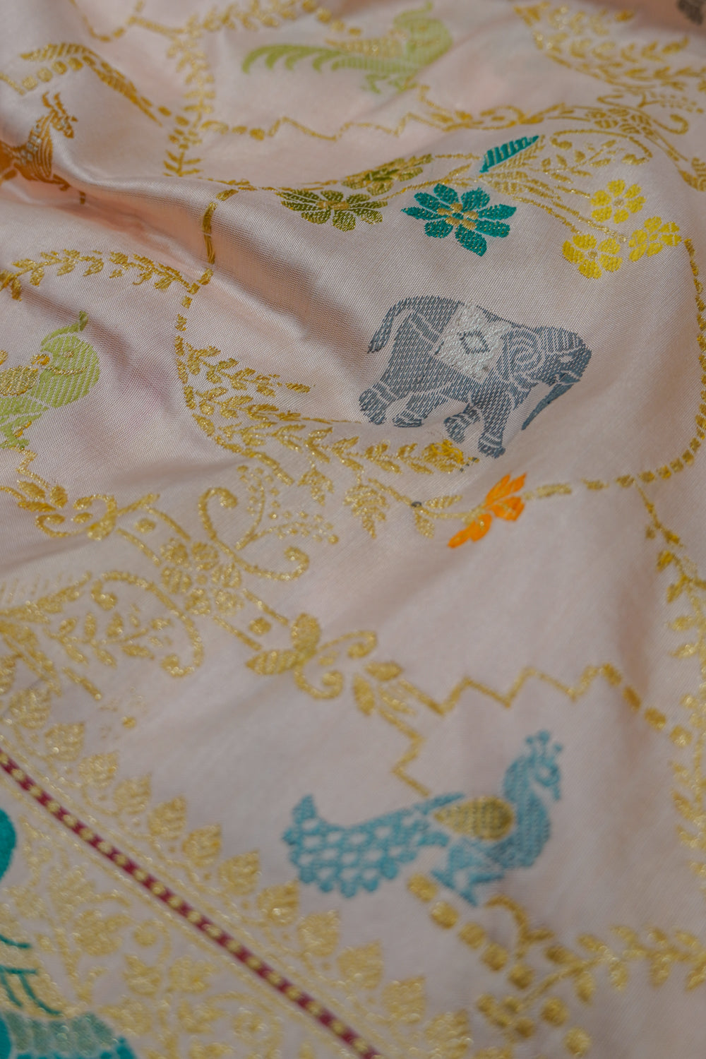 Banarasi Silk Brocade Baby Pink Saree