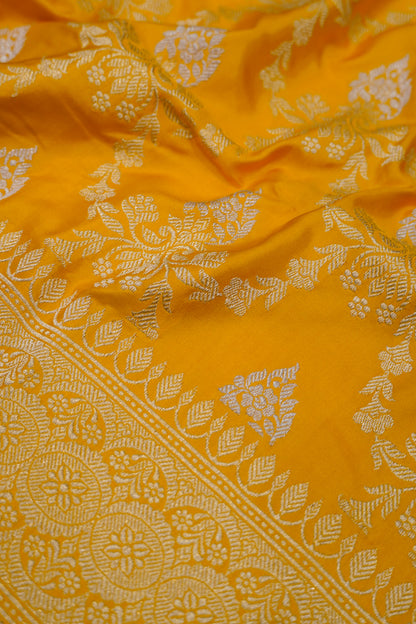 Banarasi Silk Brocade Yellow Saree