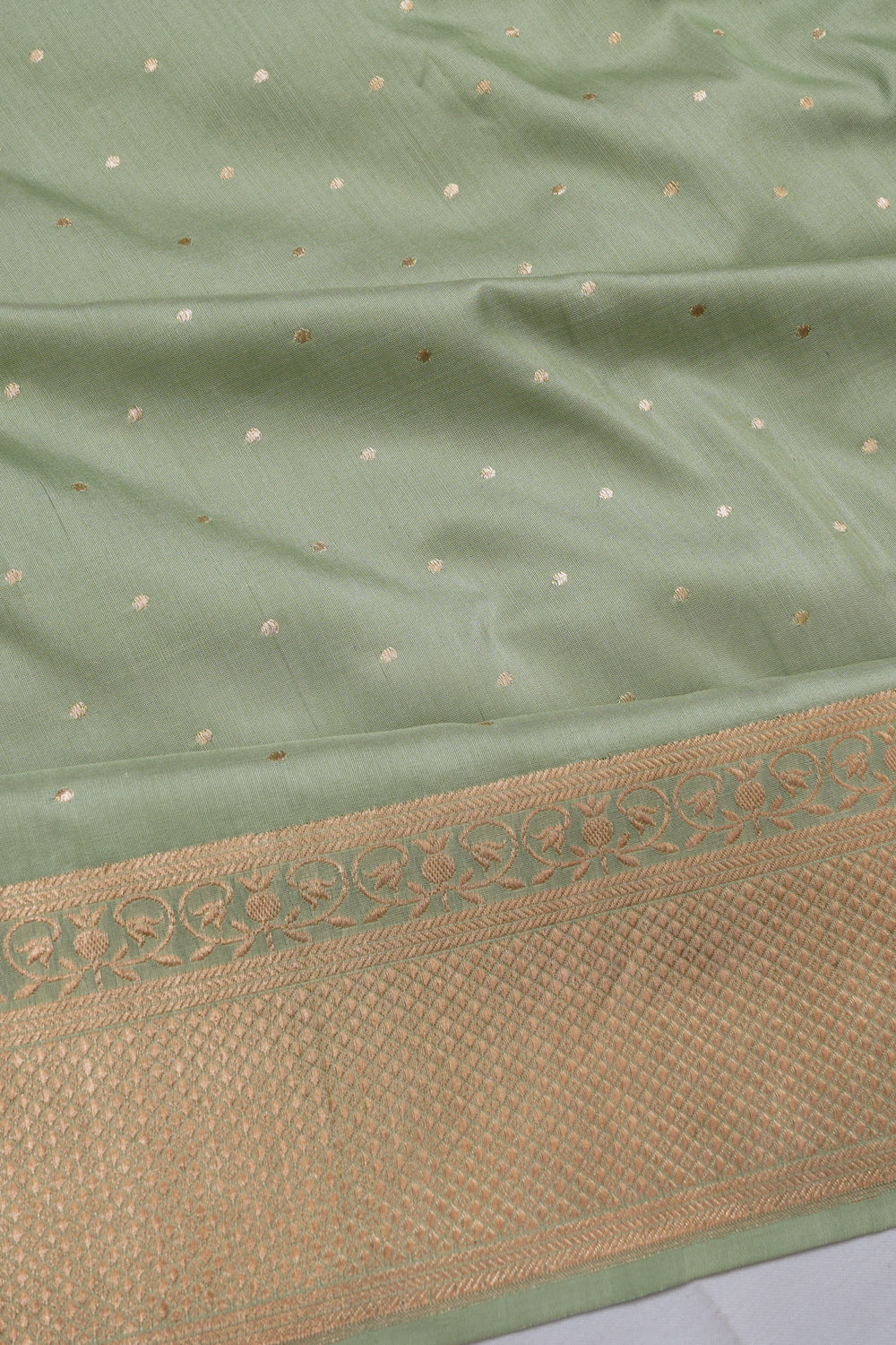 Banarasi Silk Butta Pista Green Saree 1213804783