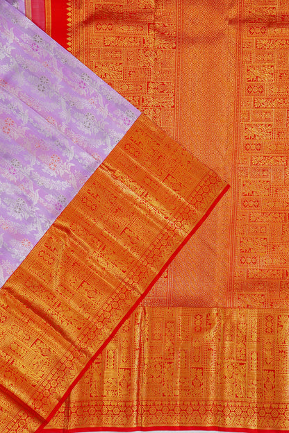 Kanchipuram Silk Brocade Lavender Saree