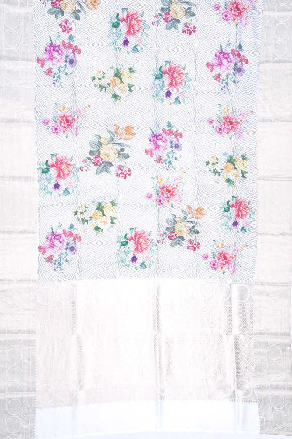 Soft Silk Floral Printed Grey Saree