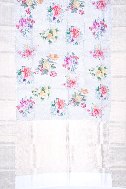 Soft Silk Floral Printed Grey Saree