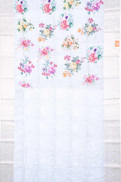 Soft Silk Floral Printed Grey Saree