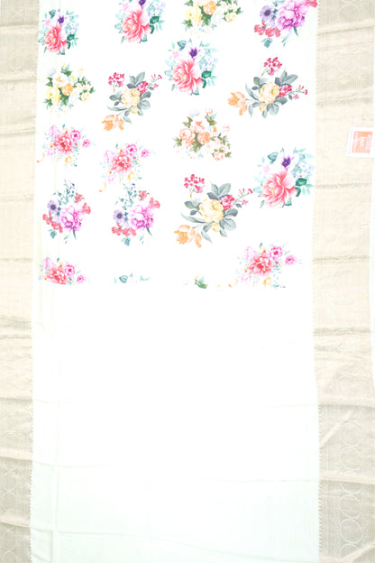 Soft Silk Floral Printed Pastel Green Saree