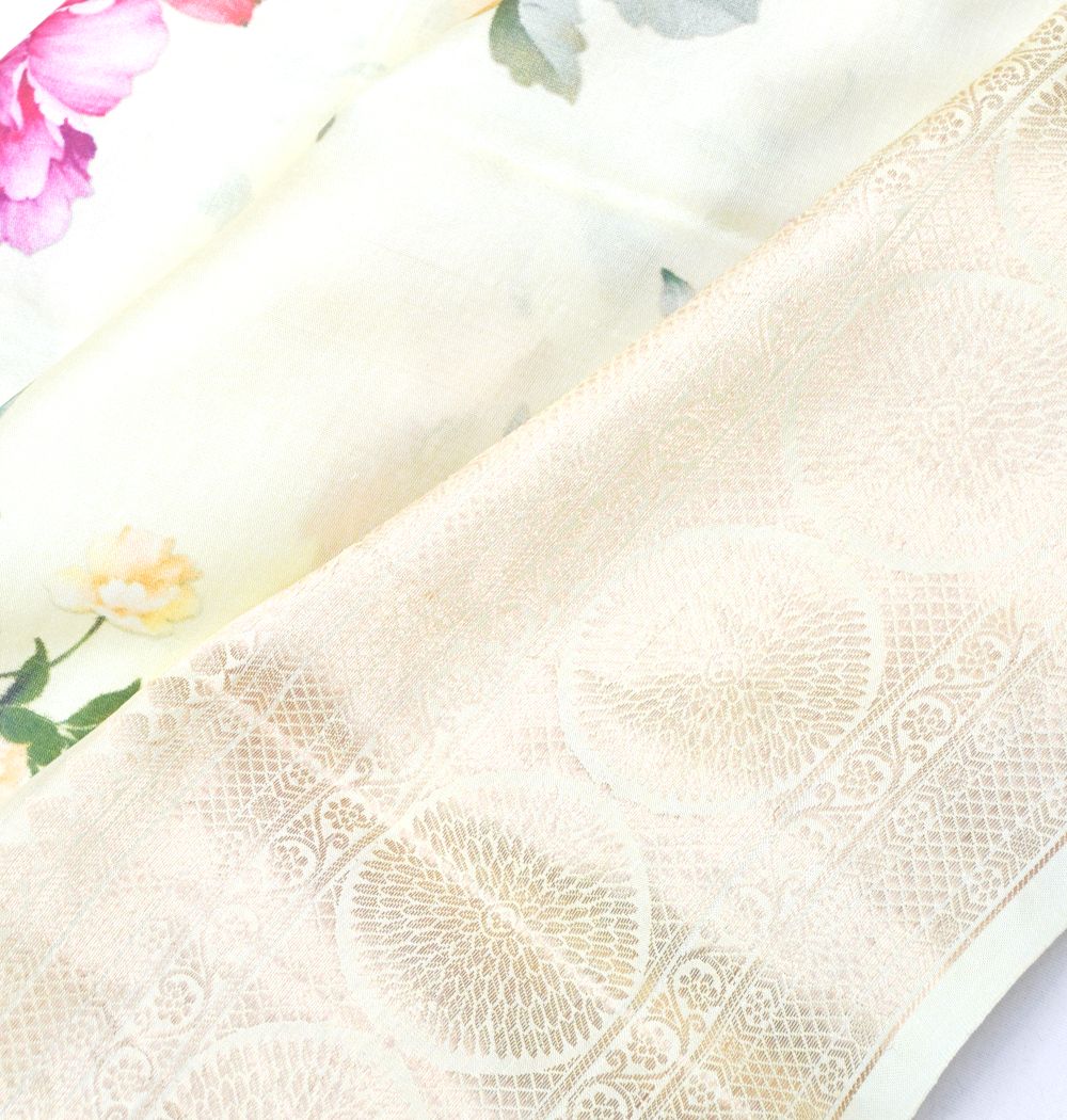 Soft Silk Floral Printed Pastel Green Saree