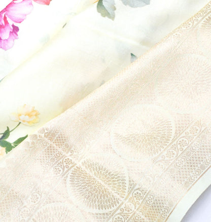 Soft Silk Floral Printed Pastel Green Saree