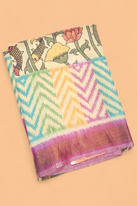 Soft Silk Floral Printed Yellow Saree