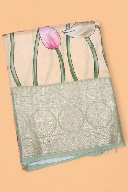 Soft Silk Pichwai Printed Yellow Saree