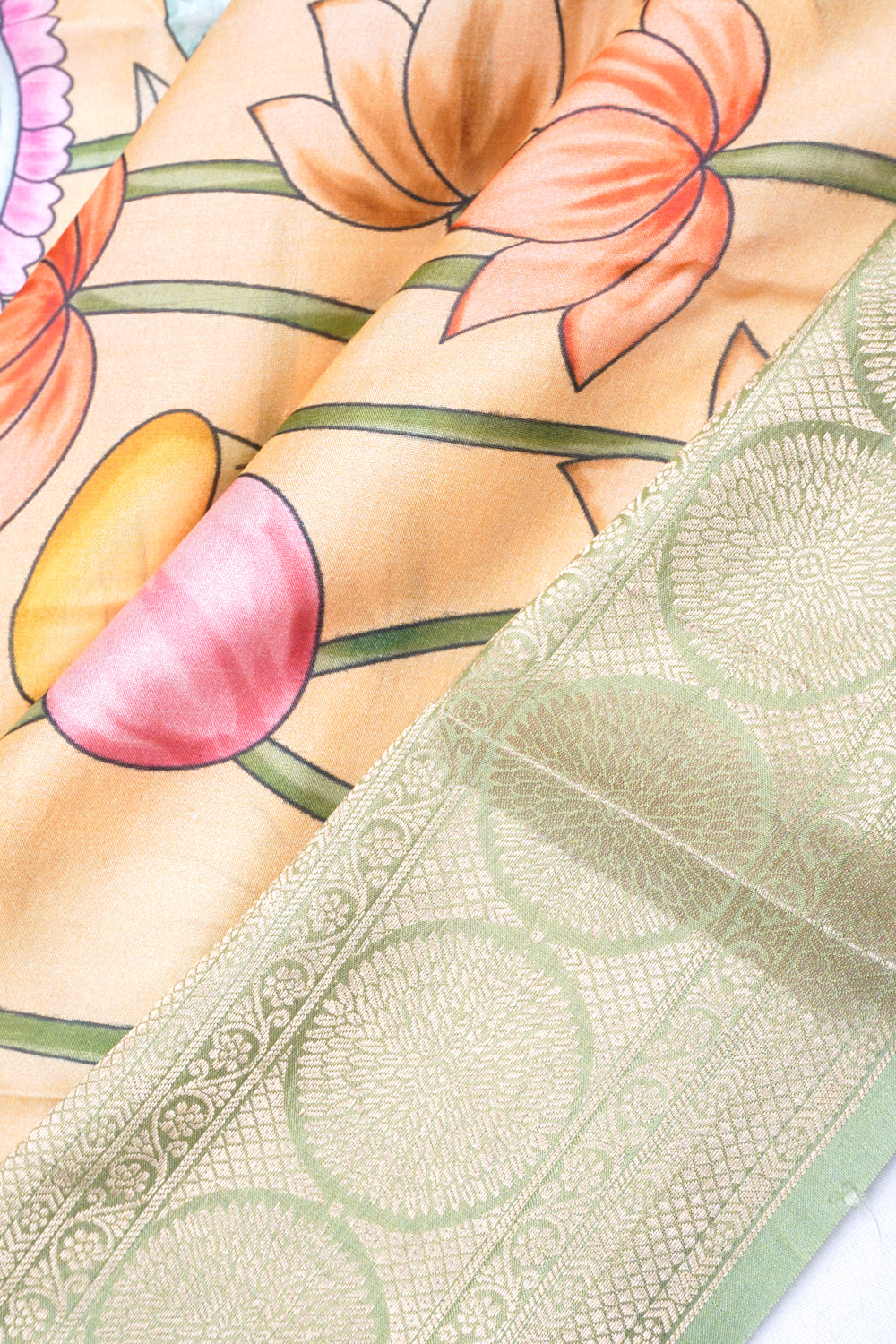 Soft Silk Pichwai Printed Yellow Saree