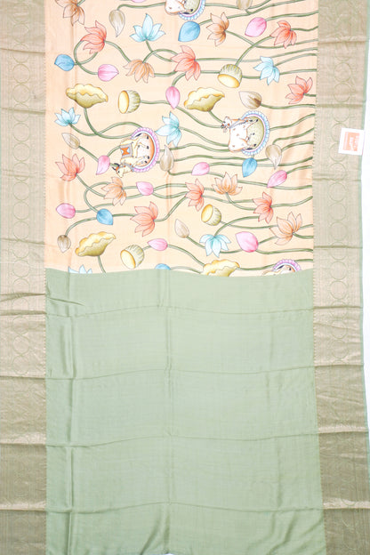 Soft Silk Pichwai Printed Yellow Saree