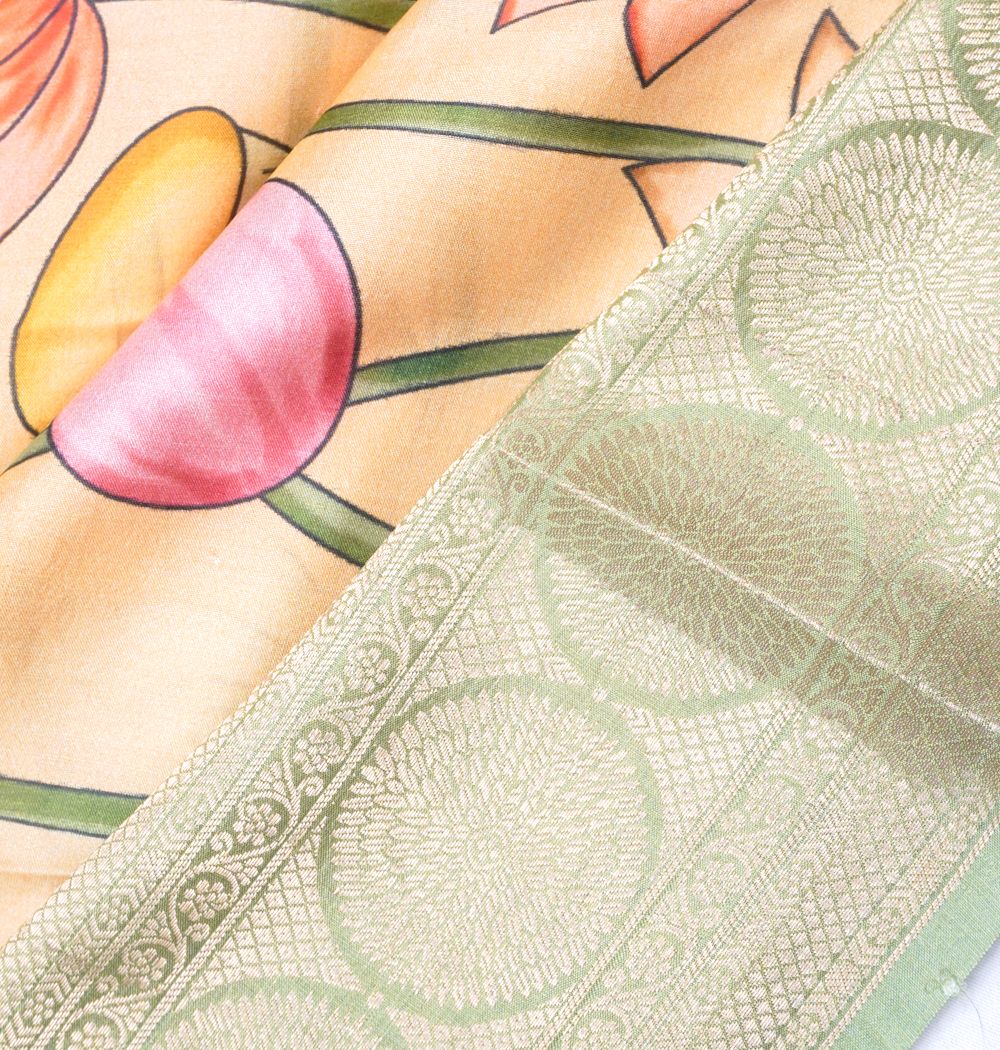 Soft Silk Pichwai Printed Yellow Saree