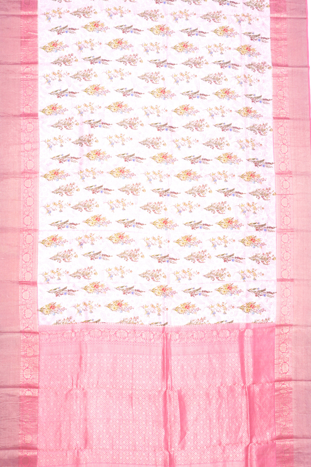 Soft Silk Floral Printed Baby Pink Saree
