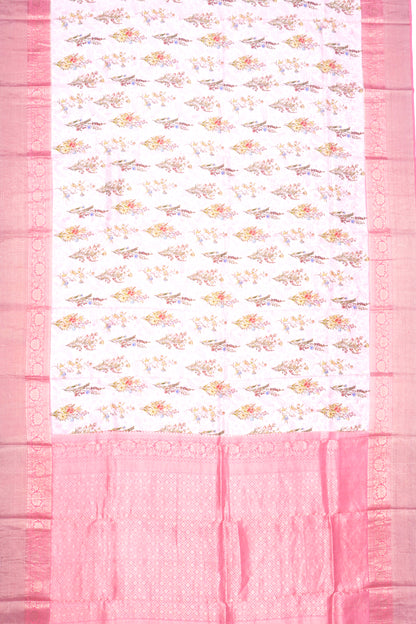 Soft Silk Floral Printed Baby Pink Saree