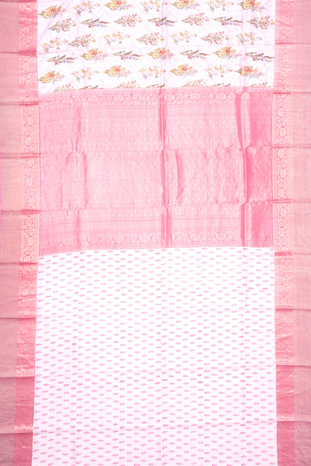 Soft Silk Floral Printed Baby Pink Saree