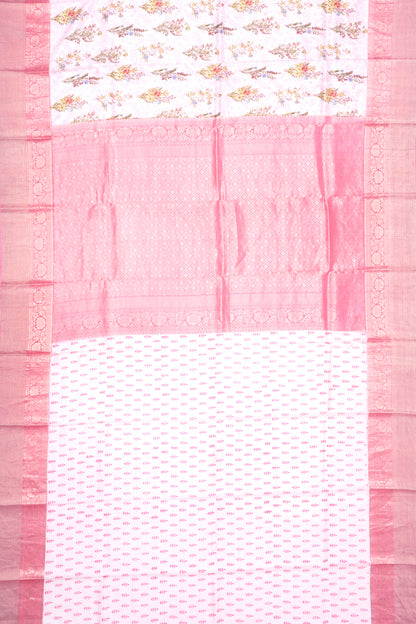 Soft Silk Floral Printed Baby Pink Saree