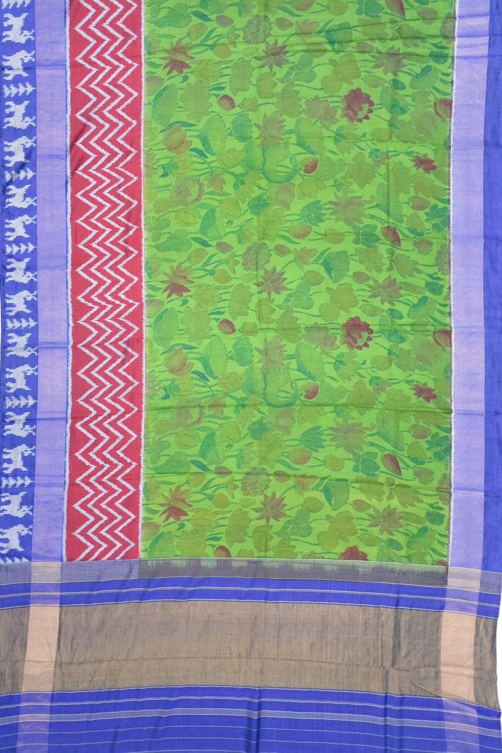 Soft Silk Floral Printed Green Saree
