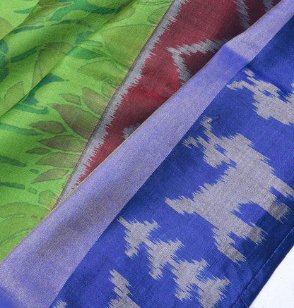 Soft Silk Floral Printed Green Saree