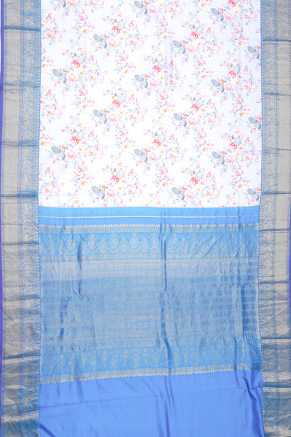 Soft Silk Floral Printed Blue Saree