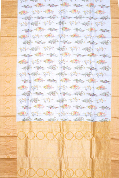 Soft Silk Floral Printed Grey Saree