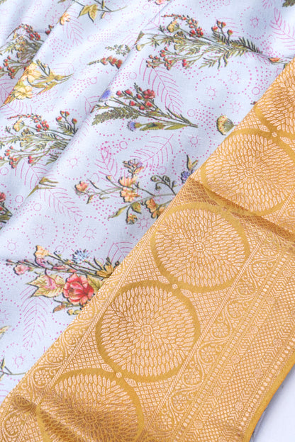 Soft Silk Floral Printed Grey Saree