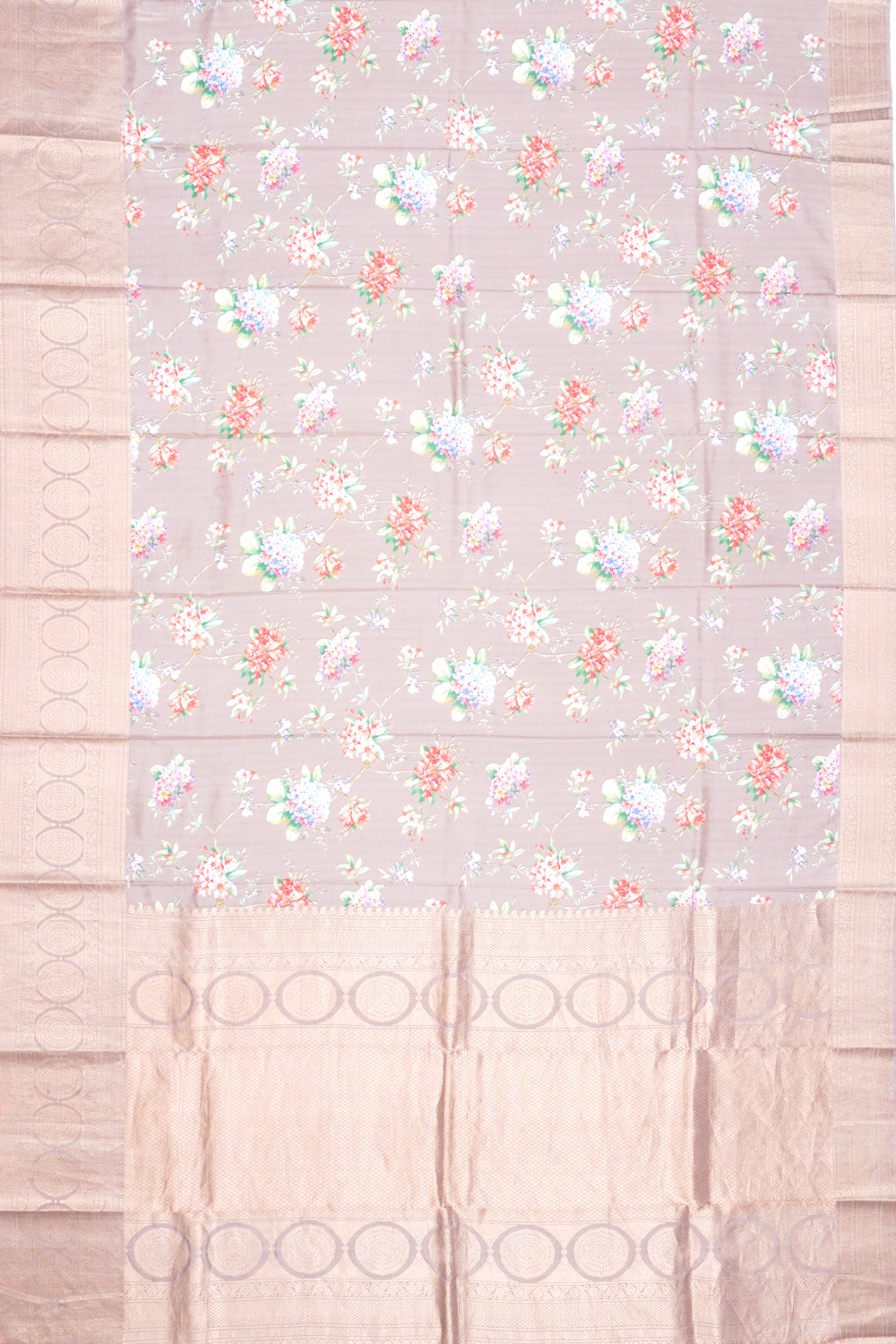 Soft Silk Floral Printed Snuf Brown Saree