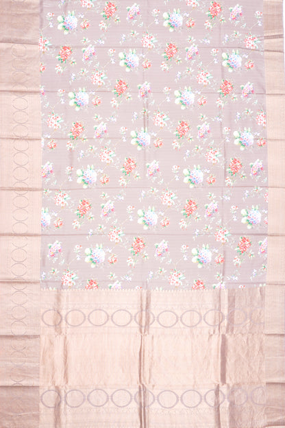 Soft Silk Floral Printed Snuf Brown Saree