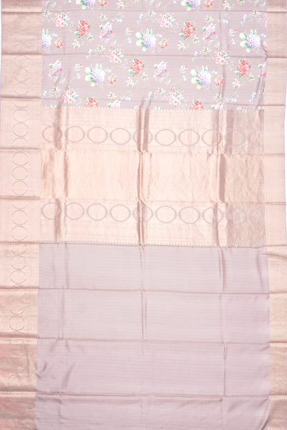 Soft Silk Floral Printed Snuf Brown Saree