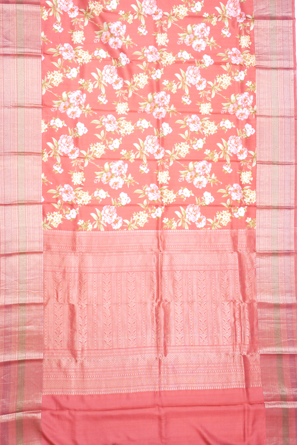 Soft Silk Floral Printed Red Saree