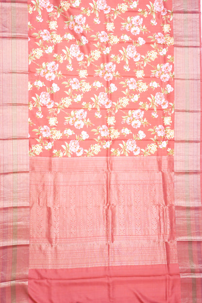 Soft Silk Floral Printed Red Saree