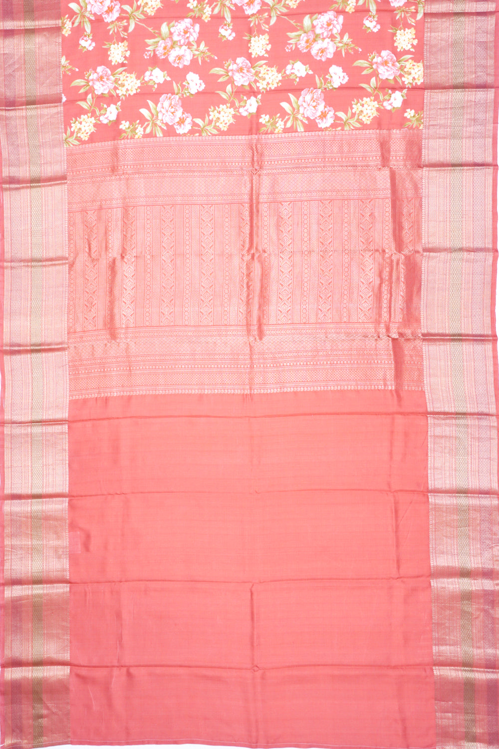 Soft Silk Floral Printed Red Saree