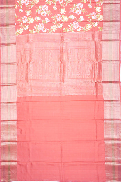 Soft Silk Floral Printed Red Saree