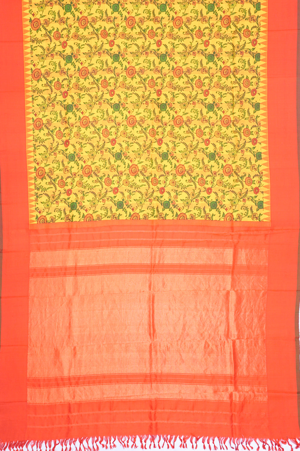 Soft Silk Floral Printed Yellow Saree