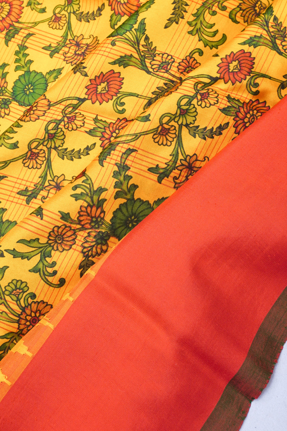 Soft Silk Floral Printed Yellow Saree
